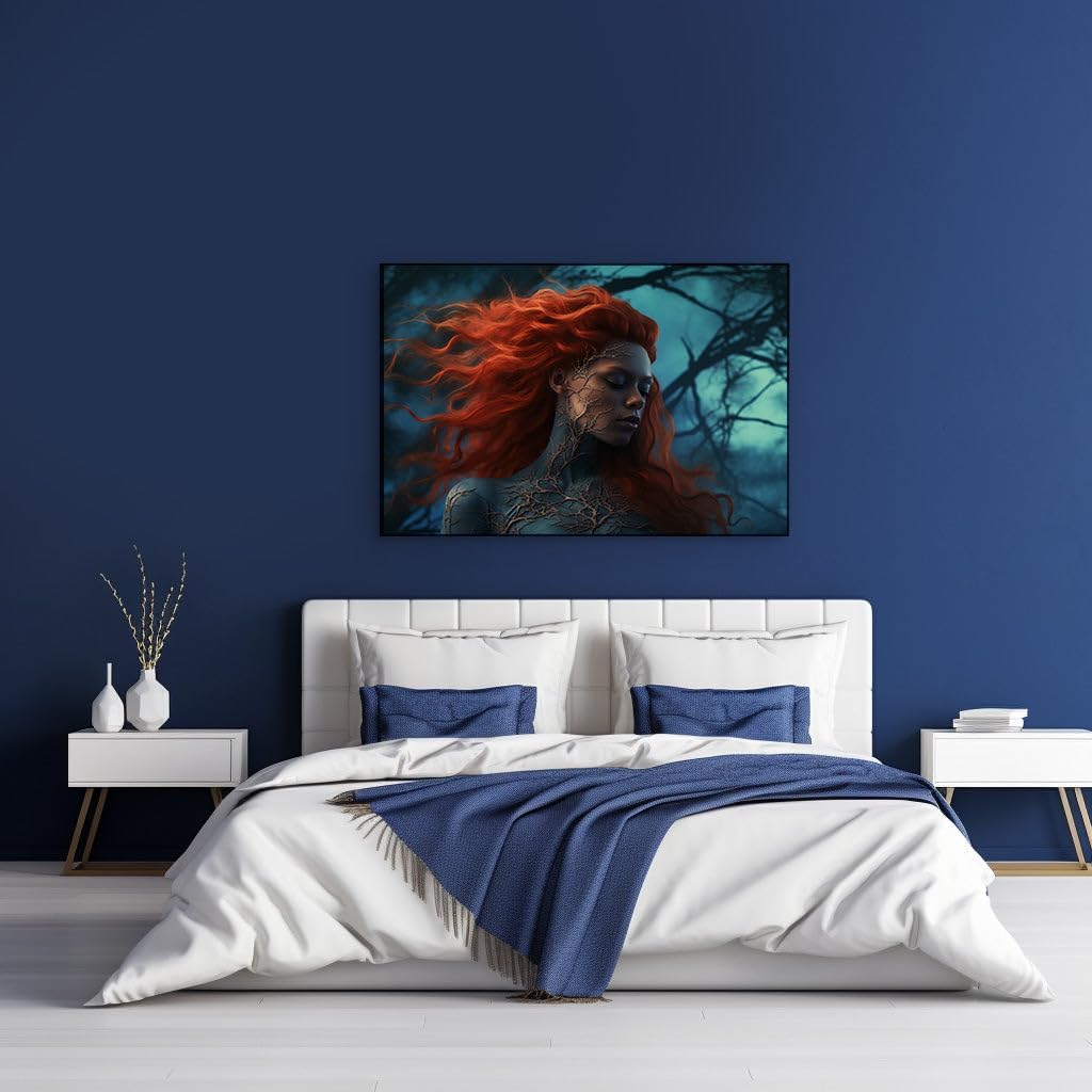 Canvas for Living room. Mystic Blue: Embracing the Winds of Enchantment in the Forest of Whispers, 27 x 18 inch Canvas Wall Art - Ready to Hang