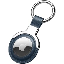 Compatible with AirTag Case Airtag Keyring Leather Protective Case AirTags Loop Holder Air Tags Protective Cover Airtag Key Chain Loop Holders for Luggage Dog Cat Pet Collar, Blue