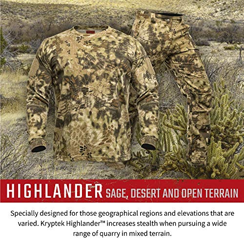 Kryptek Men's Standard Stalker Long Sleeve, 100% Cotton, Camo Hunting Tee, Highlander, X-Large #TOP4