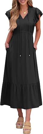 a line smocked dress Women's Smocked Maxi A-Line Dress