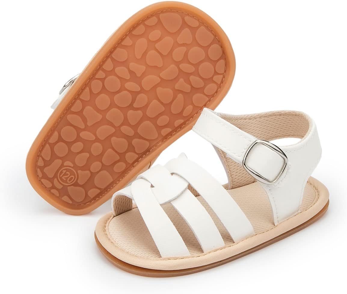 SawimlgyInfant Baby Girl Boy Casual Sandals Premium Princess Flats Summer Outdoor Beach Athletic Shoes Breathable Soft Anti Slip Rubber Sole Newborn Toddler Prewalker First Walking Shoes