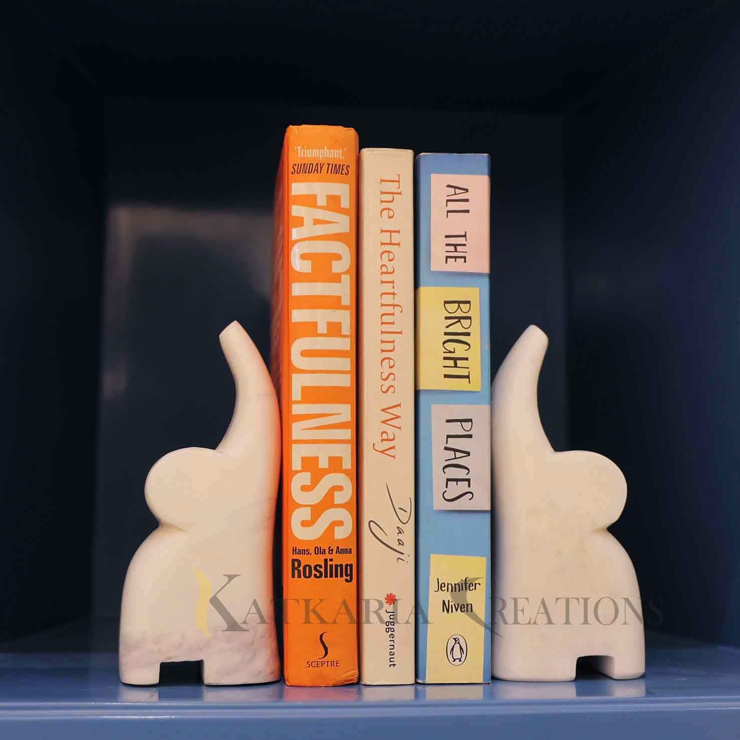 Katkaria Creations Marble Bookends | Marble Elephant Bookholders-image-14
