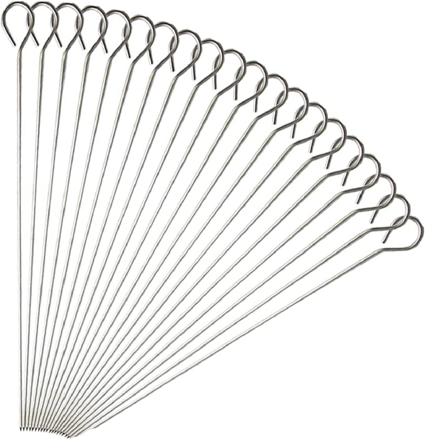 BBQ Metal Skewers Stainless Steel 20 PCS 11.81"/30cm Food-Grade Kebab Skewers Turkey Lacers QQ CAT Reusable Cocktail Grilling Roll Needles, Metal Skewer for Oven Camping Campfire Trussing Turkey