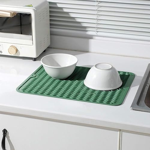 Miniatura 627 de Tapete de silicona para secado de platos para múltiples usos, fácil de limpiar, ecológico, resistente al calor, tapete de silicona para encimera