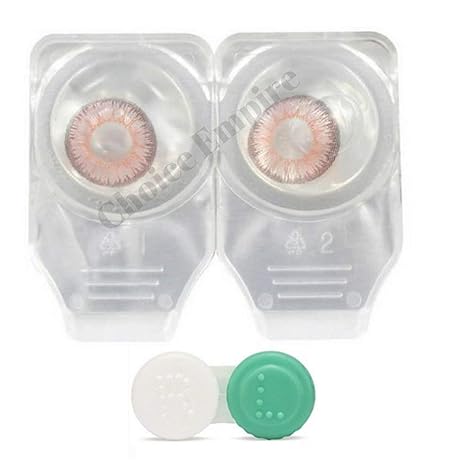 Choice Empire Pack of 1 Pair Monthly Pink Colored Contact Lens Zero Power With Lens Case