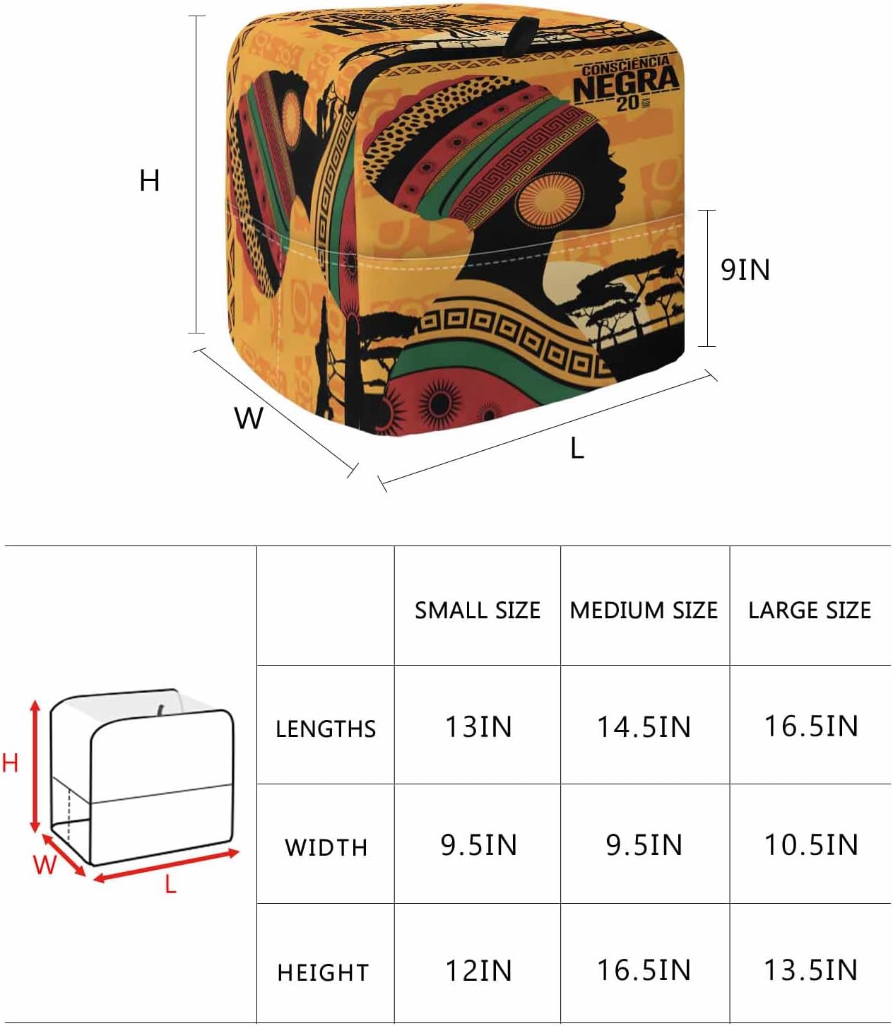 African Women Stand Mixer Cover with Storage Pocket, Waterproof Kitchen Mixer Covers, Orange Sunset Western Tribe Woods Forest Kitchen Appliance Dust Cover Compatible with 4/4.5 Quart Mixers
