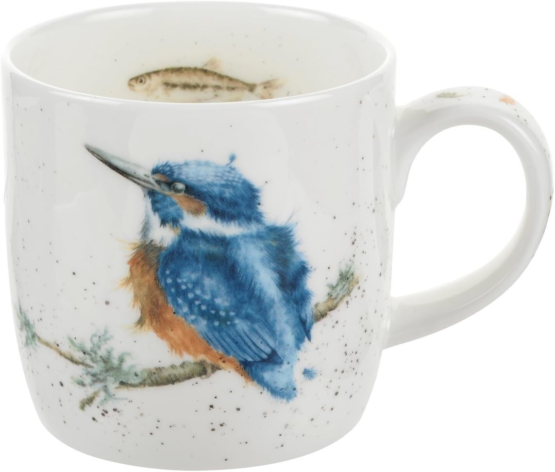 Wrendale King of The River (Kingfisher) Single Mug, Bone China Multi Coloured, 12 x 8.4 x 8 cm