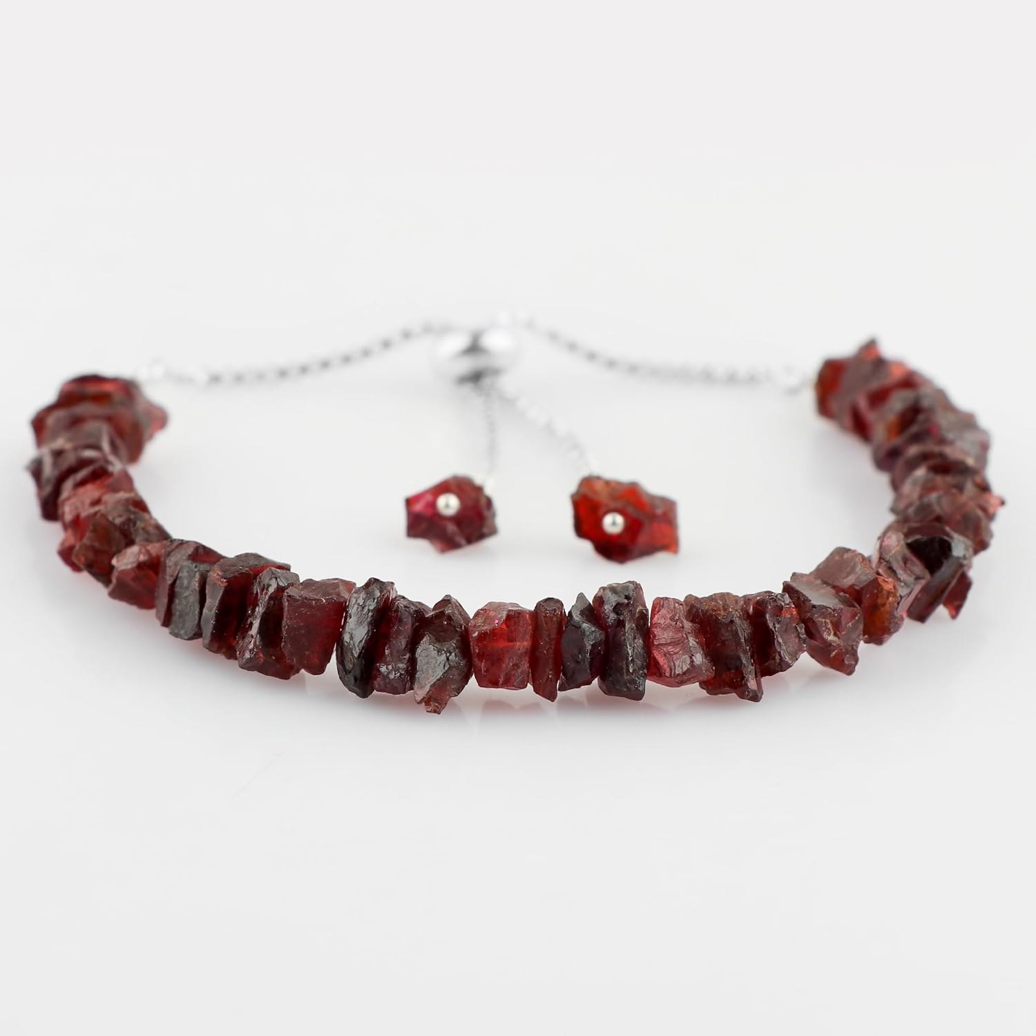 Natural Raw Garnet Gemstone Bolo Bracelet Rough Stone Handmade January Birthstone Healing Crystal Adjustable Slider Chain Gift For You Approx 50 to 60 carat Stone Size Approx 5 to 10 MM, - Image 2
