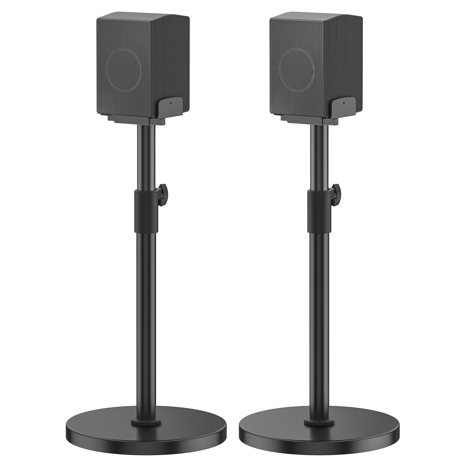 2 Pack Adjustable Speaker Stands for Samsung HW-Q990D/Q990F/Q990C/Q930C/Q900C, Height Extend 29"–37.5", Clamping Dual Side Fit 5"–11" Samsung Rear