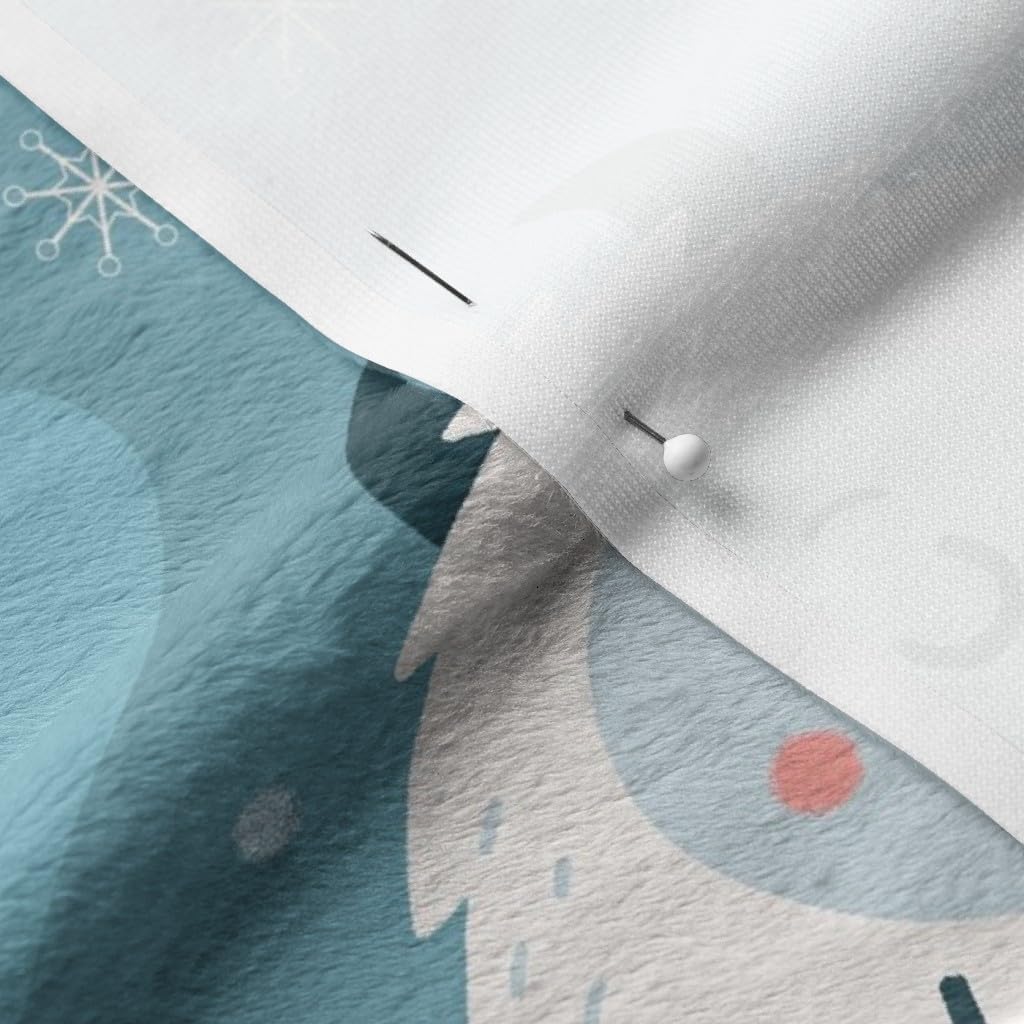Spoonflower Fabric - Cute Blue Winter Snow Fantasy Monster Magic Printed on Minky Fabric by The Yard - Sewing Baby Blankets Quilt Backing Plush