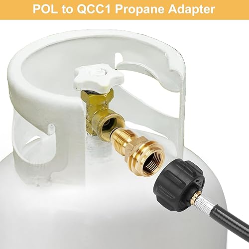 Miniatura 5 de WADEO Manguera de extensión de tanque de propano de 6 pies con calibre, incluye adaptador de tanque que convierte el tanque de propano POL de 100