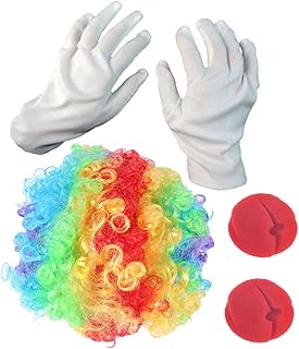 Hohopeti Peruca De Palhaço 1 Conjunto De Adereços De Show De Palhaço Calça Vermelha Luvas De Máscara De Nariz De Palhaço Adereços De De Palhaço De Palhaço Festas De Palhaço Nariz Vestido