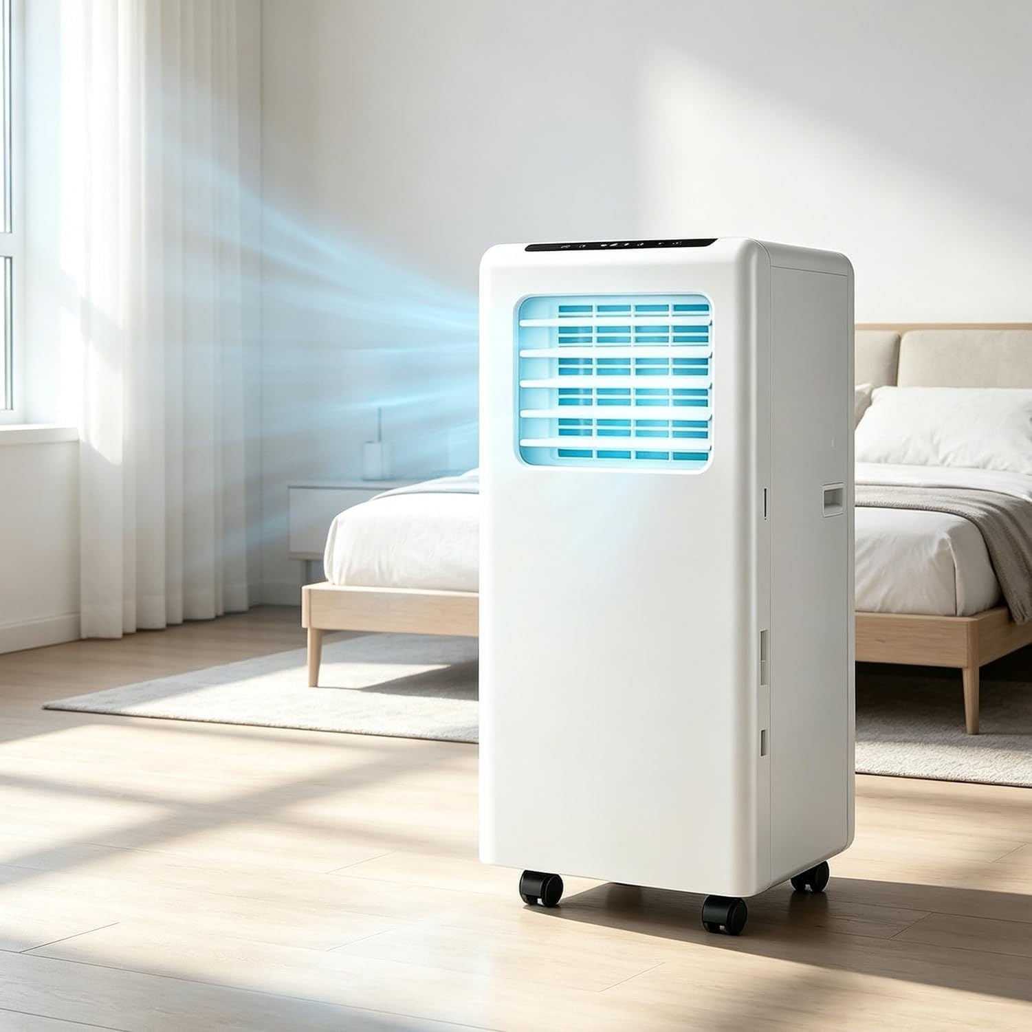Przenośny Klimatyzator 3w1 14000 BTU z Pilotem i Zestawem do Okna, Chłodzenie Mobilne z Timerem 24h do Domu i Biura 40m², Klasa Efektywności A, 9000btu
