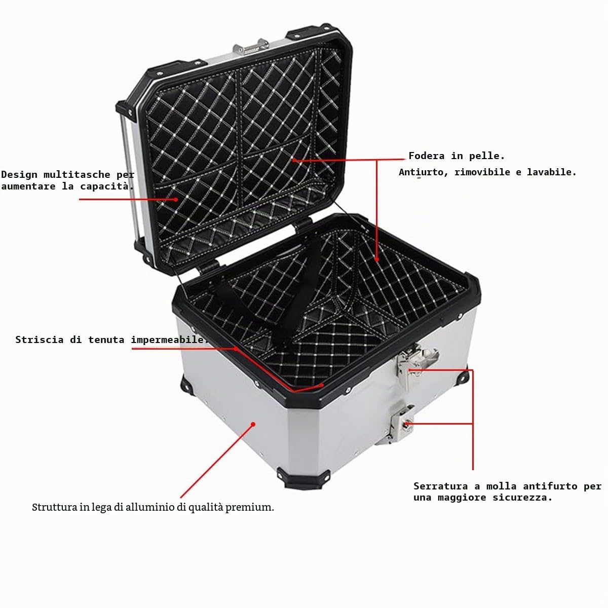 Bauletto Per Moto In Alluminio 28L 36L 45L 55L 65L 80L 100L Bauletto Posteriore Impermeabile Con Serratura Di Sicurezza