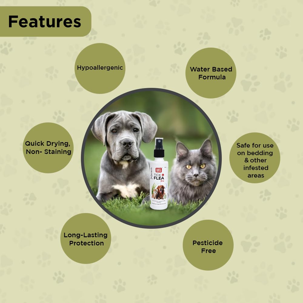 FluffyShield Tick & Flea Leave-On Spray for Dogs & Cats | IR 3535 Formula | Protects Against Ticks, Fleas, Mosquitoes & House Flies | 100ml. 3