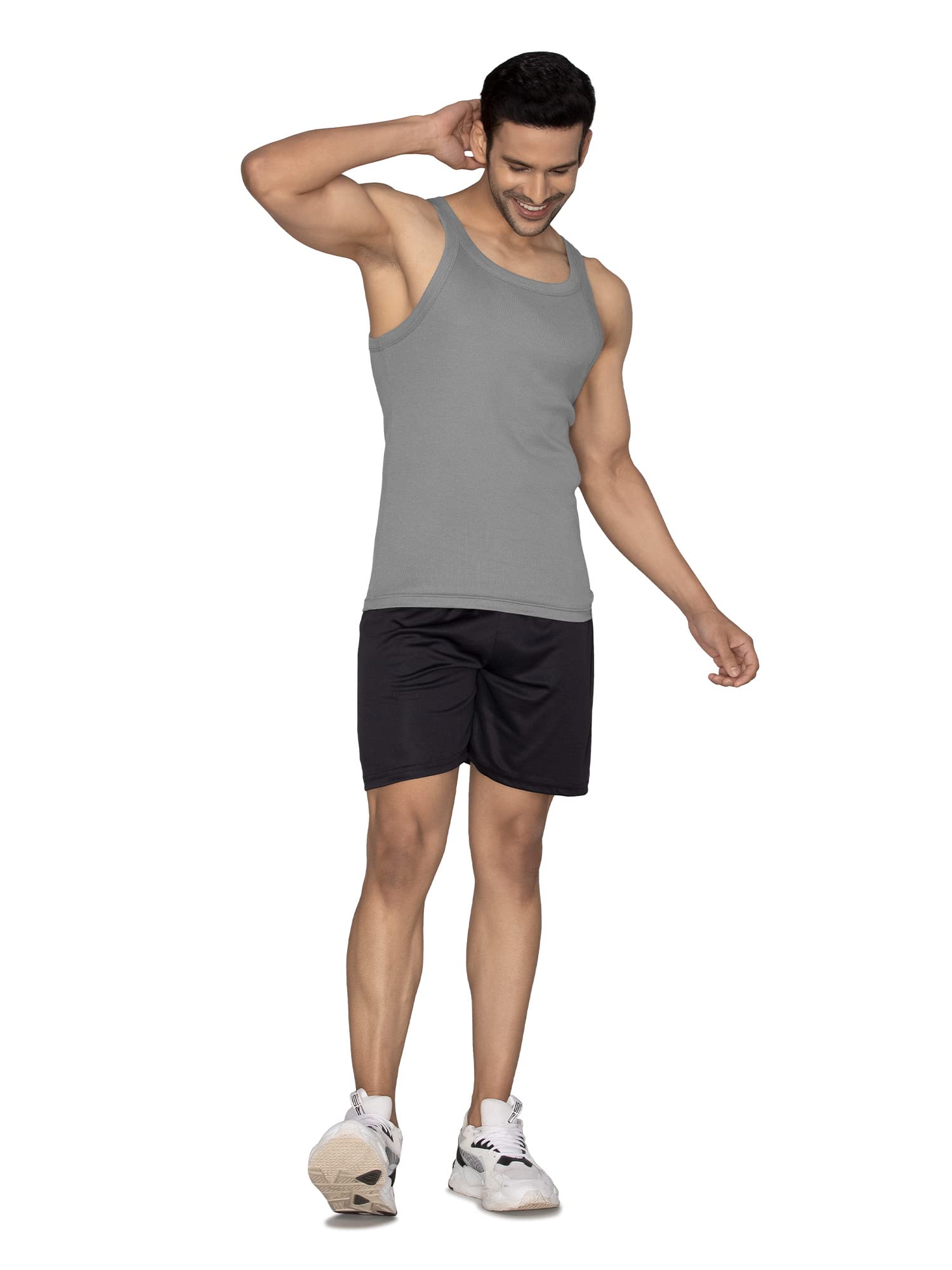 XYXX Men's Solid Regular Fit XY_CR11_Vest_02_Steel Grey+Black - Image 7 thumbnail