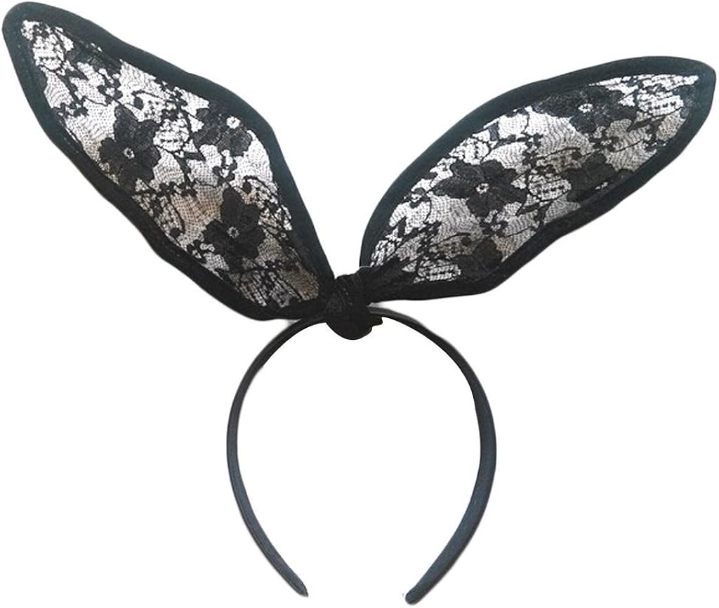 Goege Sexy Black Lace Headband Sweet Bunny Rabbit Ear Hair
