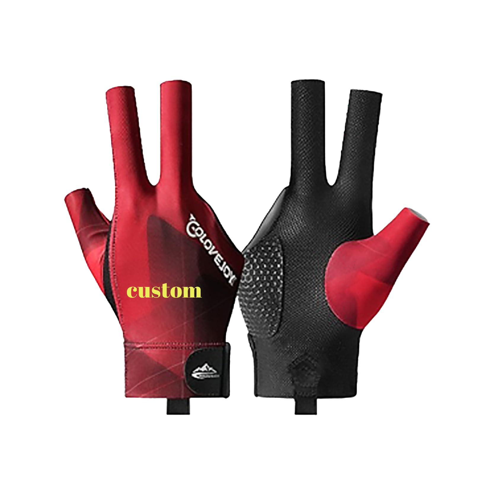 Customized Billiards Glove – Personalized Pool Glove for Left/Right Hand-Breathable, Non-Slip, Comfortable Fit for Men & Women-Ideal for Players of All Levels (Right Half finger -Red)