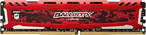 Crucial Ballistix Sport LT 3200 MHz DDR4 DRAM Desktop Gaming Memory Single 16GB CL16 BLS16G4D32AESE (Red)
