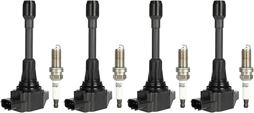 SCITOO Bobinas de encendido Paquete de bobinas de iridio bujías para Nissan para Altima Cube Rogue Sentra Versa NV200 1.6L 1.8L 2.0L L4 UF-549 C1696