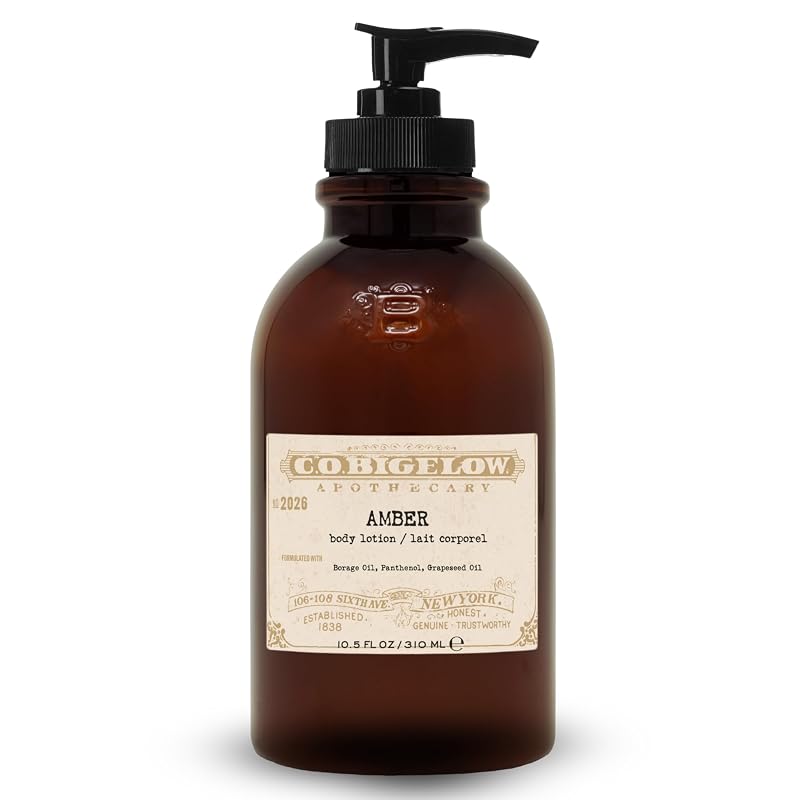 Loção corporal Amber C.O. Bigelow com óleo de semente de uva e manteiga de karité, 310 mL