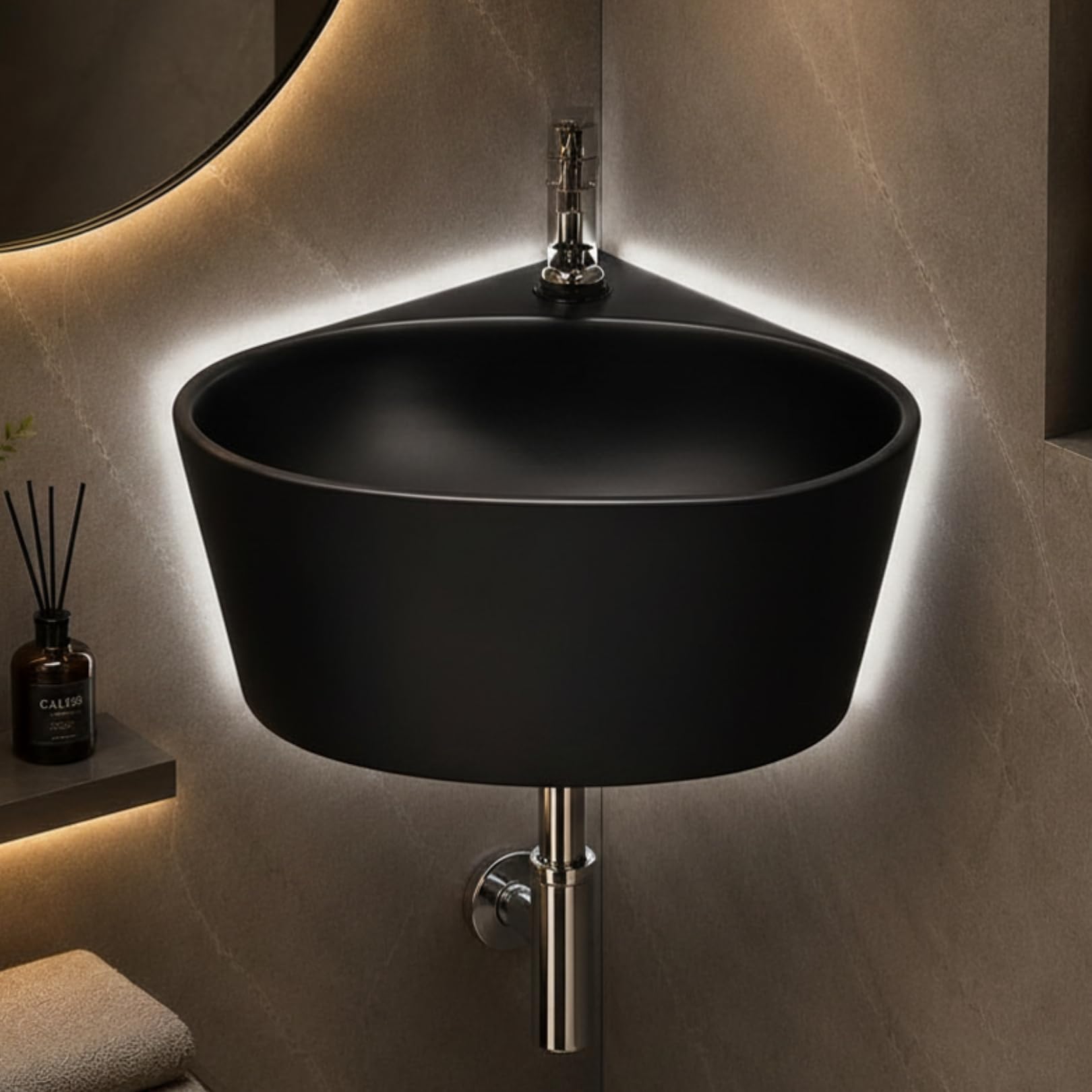 Reyal Corner Sink - Space-Saving Ceramic Wash Basin -32 Reyal Corner Sink - Space-Saving Ceramic Wash Basin -32