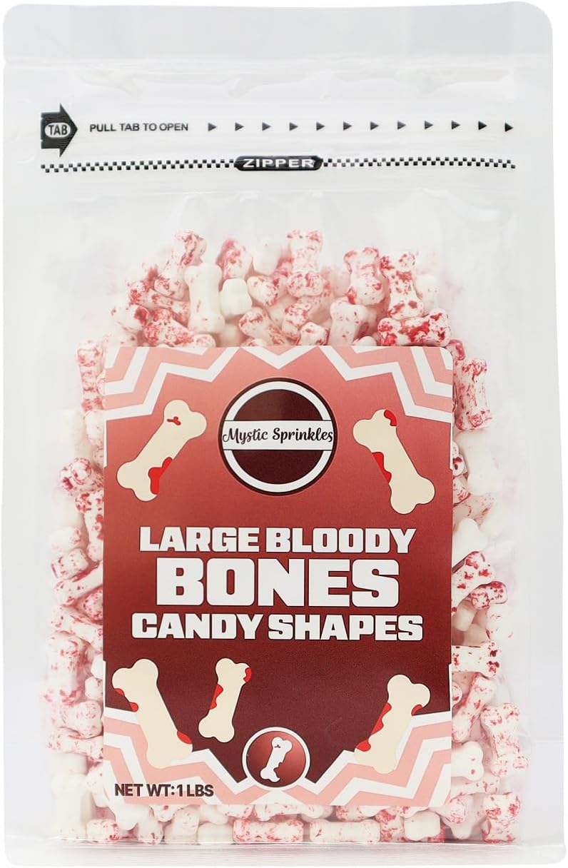Mystic Sprinkles Halloween Candy Shape Sprinkles (Large Bloody Bones, 1 Pound Bag)