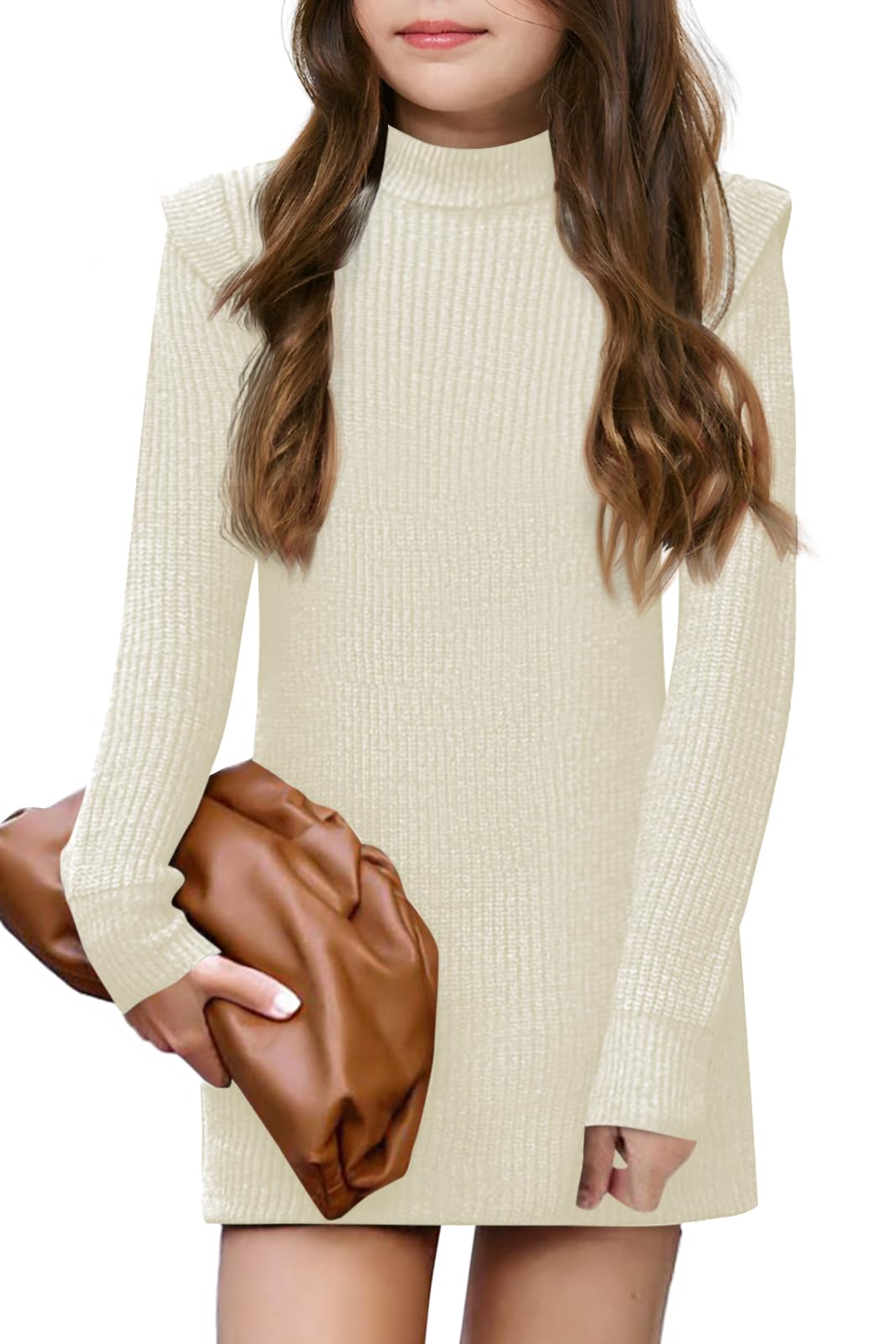 Robe pull à manches longues pour filles de 5 à 14 ans Haloumoning en maille douce - 8
