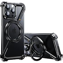 Z-Shaped Metal Frame Case for iPhone 13/13 Pro/13 Pro Max, [Compatible with MagSafe] with Stand & Ring Holder [Drop Protection] Slim Thin Shockproof Bumper Case