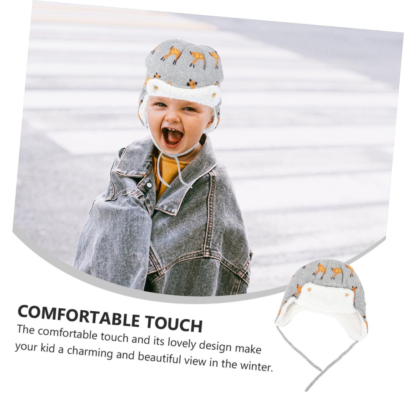VALICLUD Gorro de Esquiar Gorro de Invierno para niños de Punto para niños Termico con Orejeras Gorra Estampada de protección para los oídos para Grey