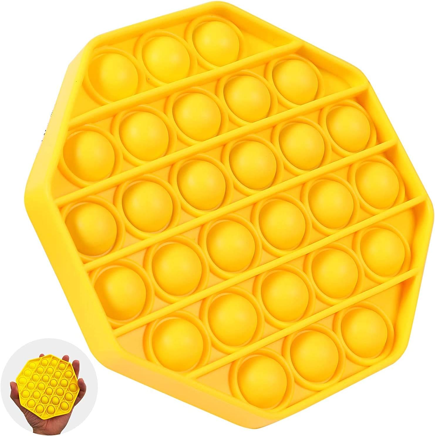 CoolQiPush Pop Bubble Sensory Fidget Toy for Kids and Adult to Intellectual Development or Stress Relief (Yellow, Octagonal)