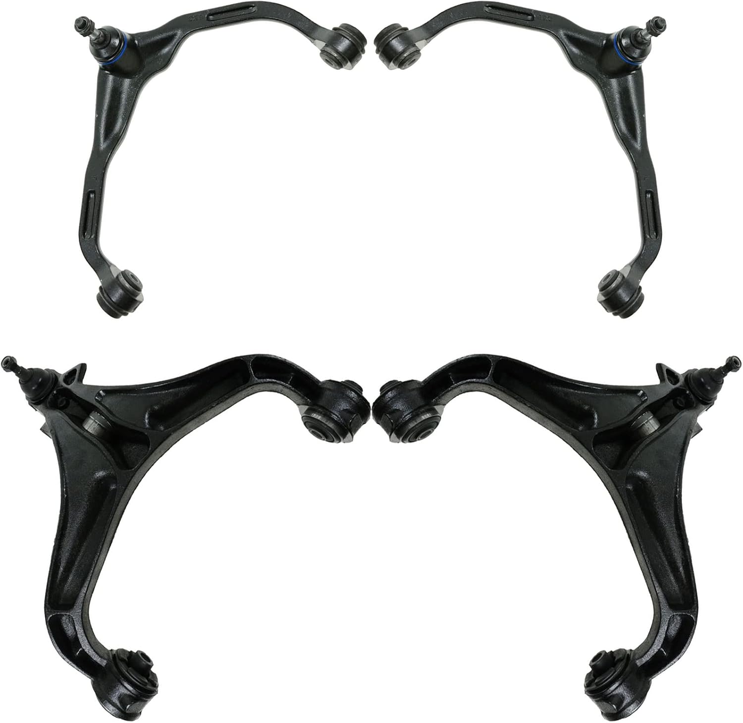 TRQ Front Upper & Lower Control Arm with Ball Joint Set Compatible with 2007-2011 Dodge Nitro 2008-2012 Jeep Liberty