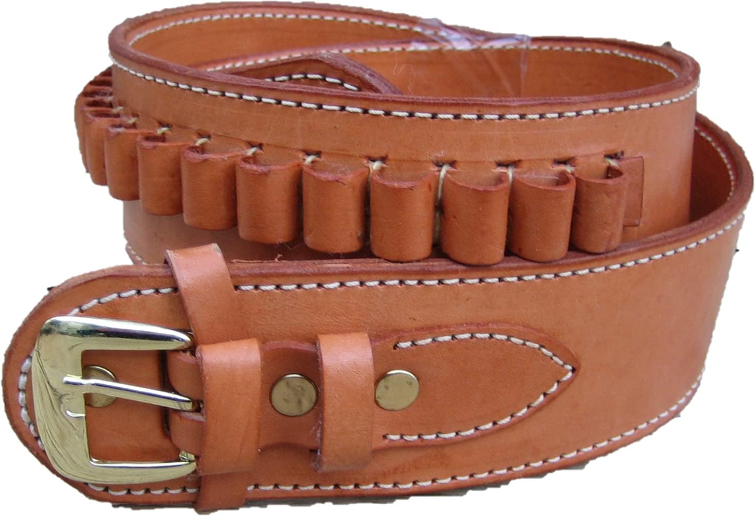 TAN Deluxe Cartridge Genuine Leather SASS Gun GUNS4US Belt Style 38/357 Cal LC Ammo Loops Western Cowboy Gun Pistol