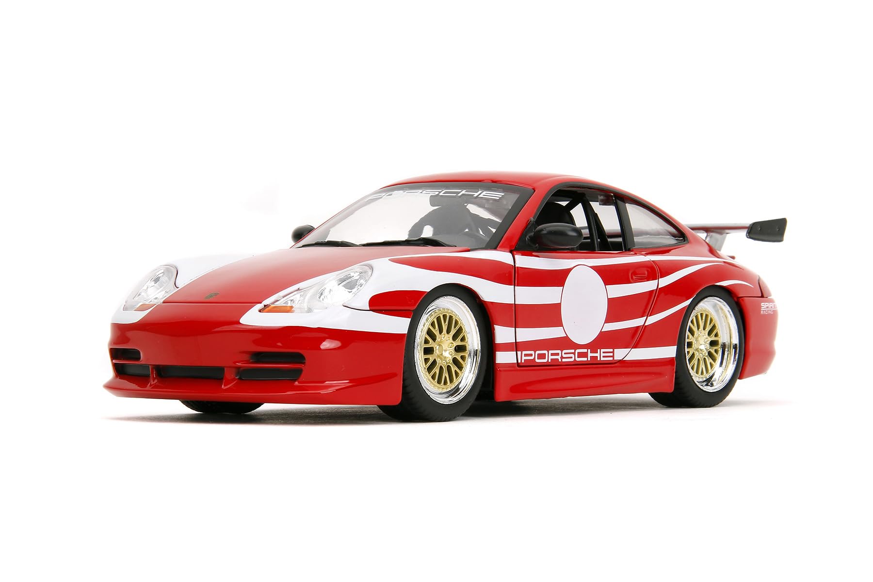 Jada Porsche Carrera 911 GT3 (996), czerwone/białe paski zabawki 35137-1/24 skala odlewany model samochodu