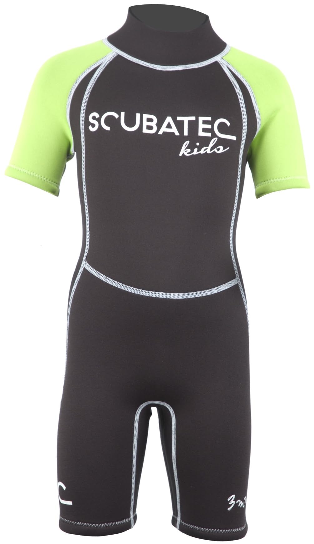 Shorty SCUBATEC 3 mm pour enfant « Kids Wave », noir/vert, 92–98 (3XS)