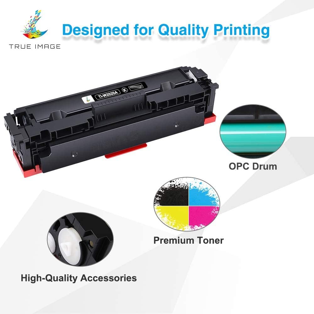 TRUE IMAGE Compatible 414A Toner Cartridge Replacement for HP 414A 414X W2020A for HP Color Pro MFP M479fdw M479fdn M454dw M454dn M454 M479 Printer Toner (Black Cyan Yellow Magenta,4-Pack)
