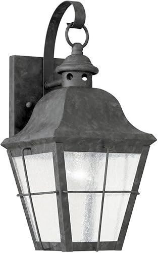 Sea Gull Lighting 8462-46 Chatham - Farol de pared para exteriores con paneles de vidrio sembrado transparente, acabado de bronce oxidado