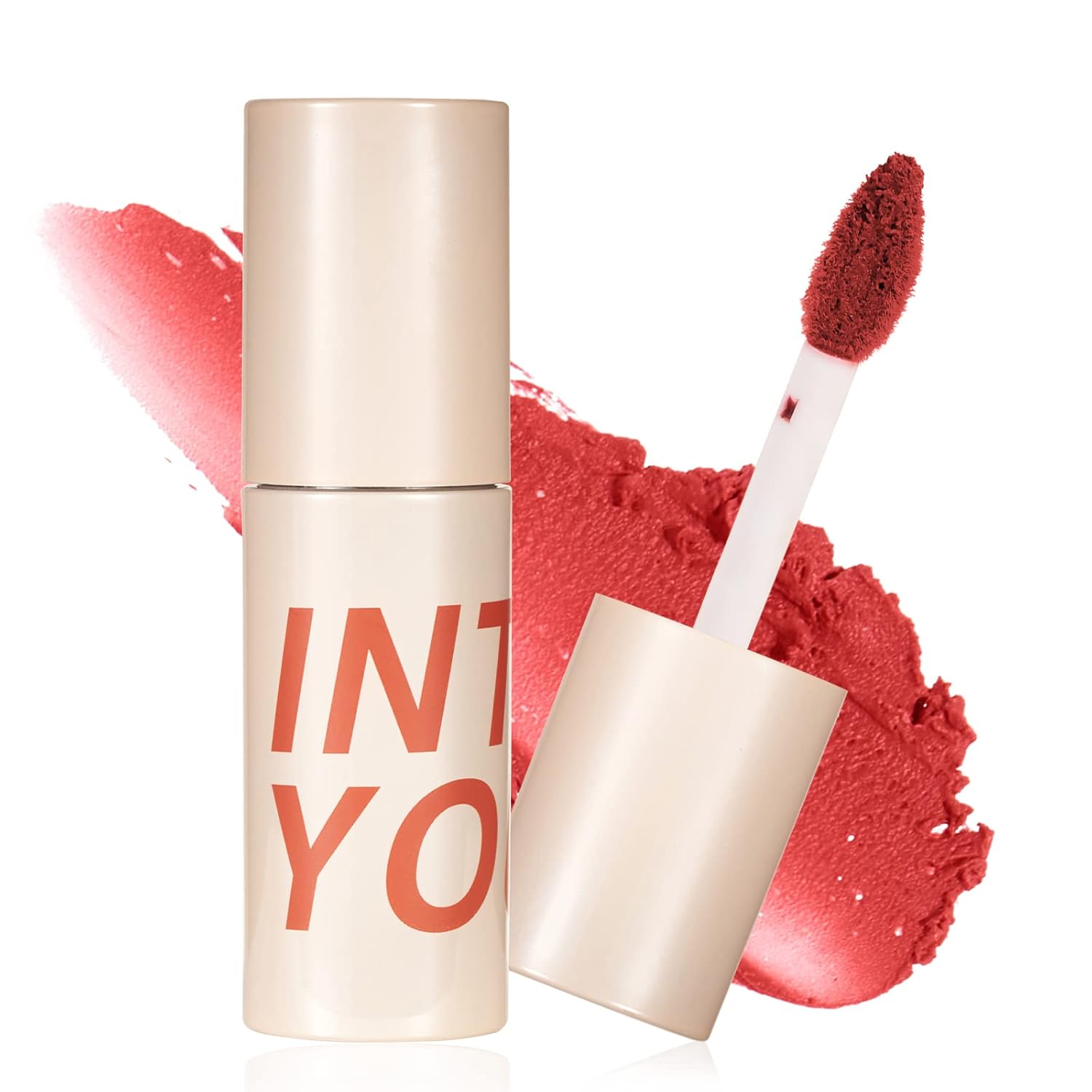 INTO YOU Matte Lipstick, Super Stay Lip Mud for Women, Lip Stain Long Lasting Waterproof, Lip Color Soft Lightweight, Smooth Lip Clay Mousse, Dual-Use For Lips And Cheek, Red Lipstick (W3)