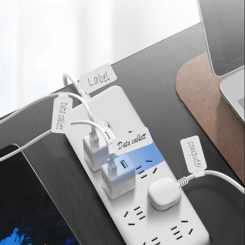 Miniatura 5 de Juego de 60 etiquetas de cable y lazos de sujeción reutilizables de gancho y bucle, 30 etiquetas de cable o alambre y 30 etiquetas para cables