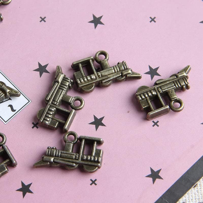 Miniatura 6 de Opexicos 100 dijes de tren y motor de tren, tono plateado envejecido, 3D, 0.591 x 0.591 in, accesorios hechos a mano para manualidades