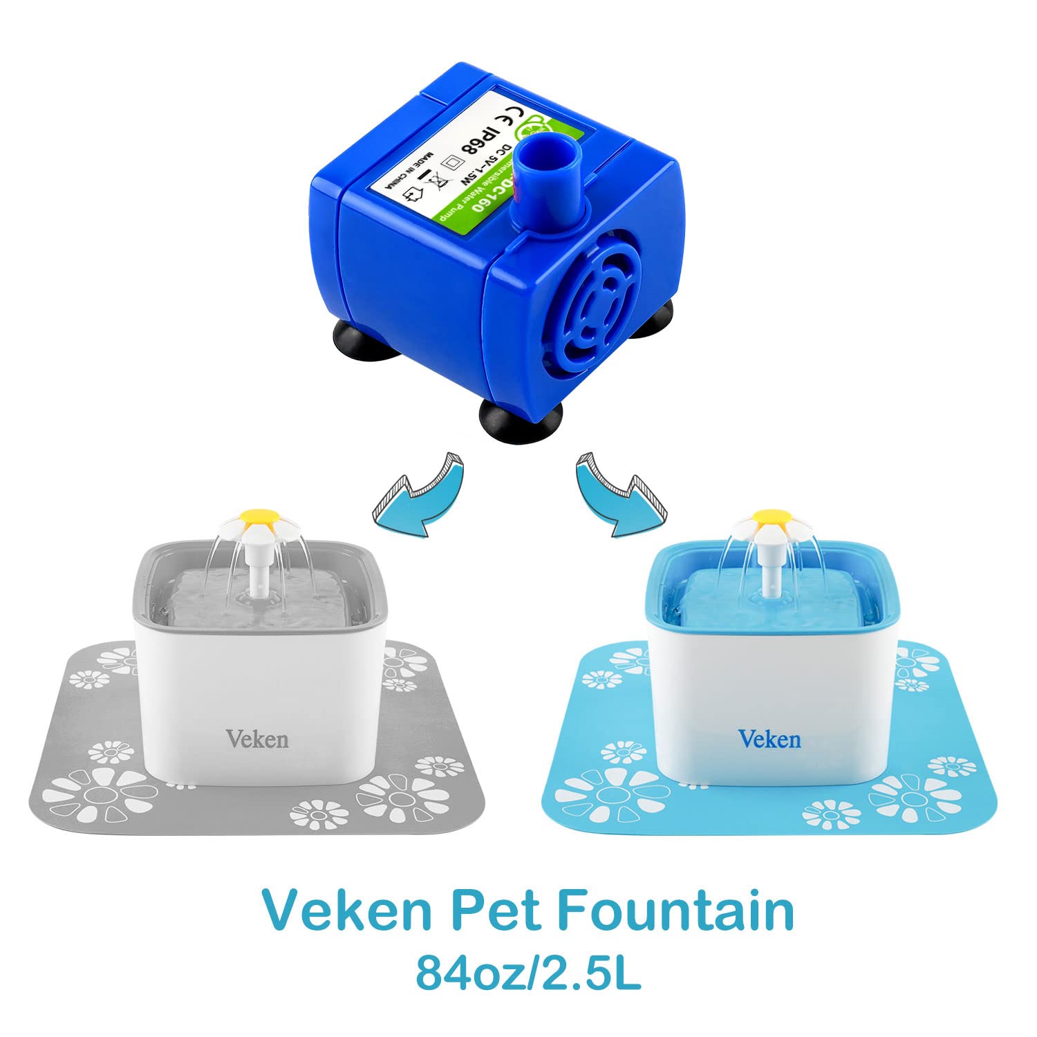 Veken Replacement Pump for Cat Water Fountain Pet Fountain Ultra Quiet