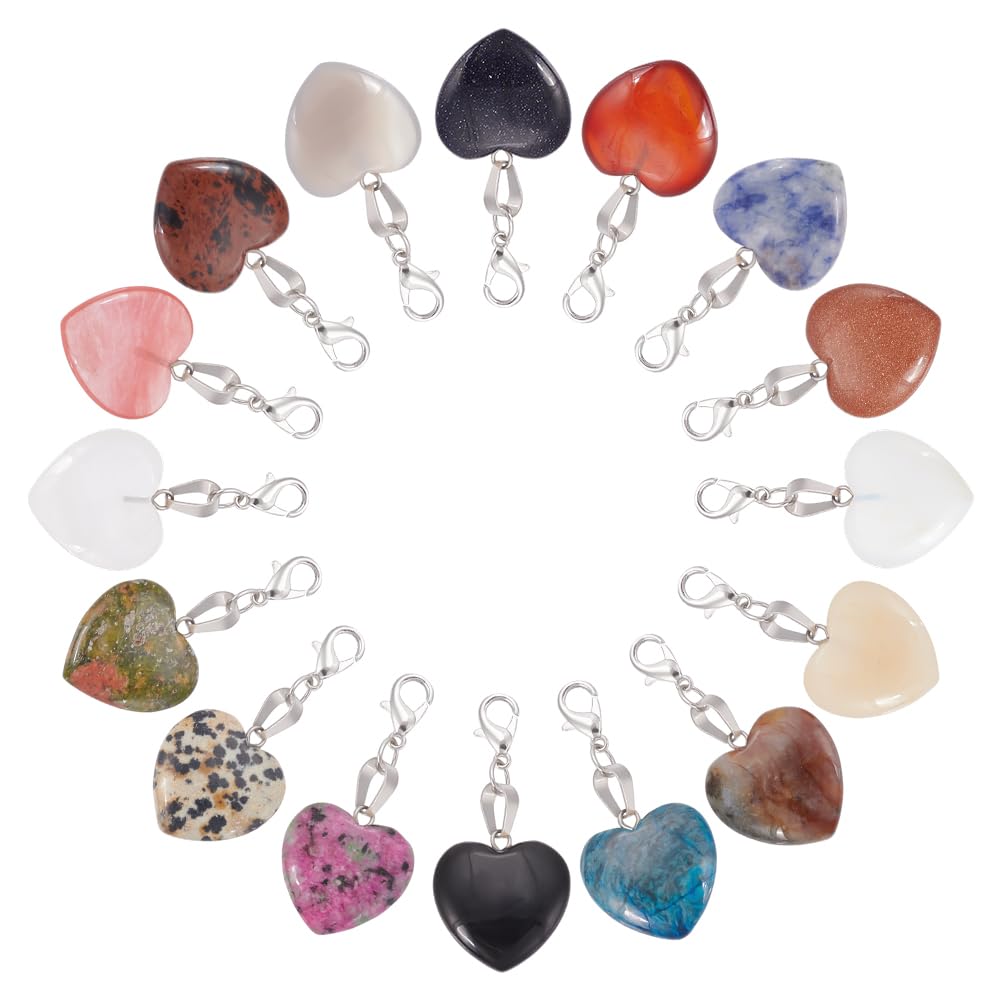 20 Pendentifs Porte-clés En Pierre Naturelle Avec Fleurs Dorées - Déco Pour Sac, Bijoux, Maison