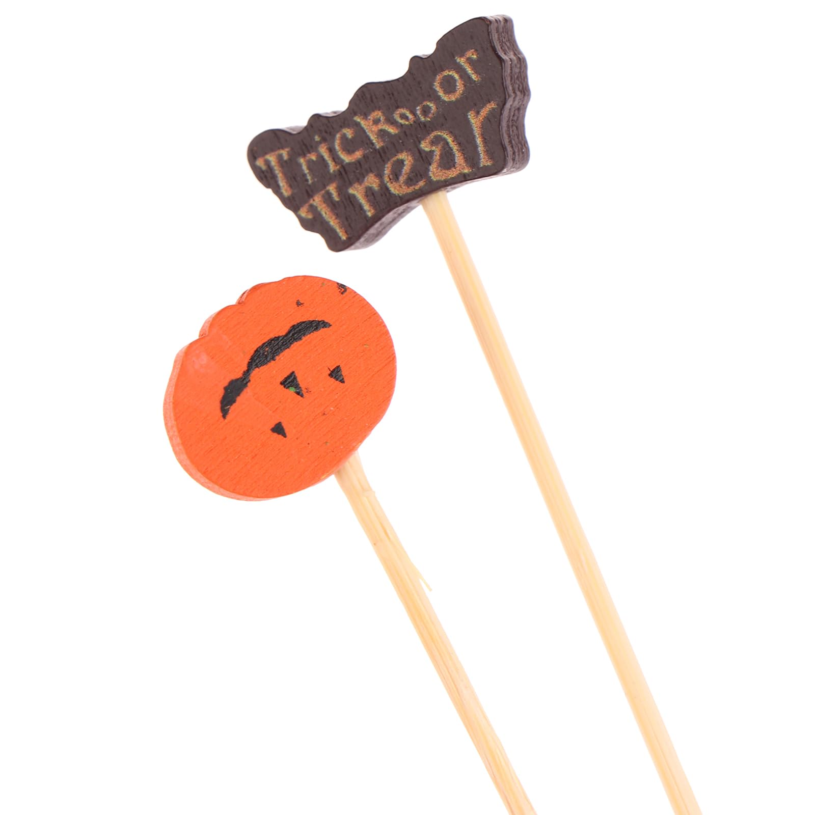 Yawdil 100 stuzzicadenti usa e getta per Halloween, stuzzicadenti in bambù, per buffet, torte, frutta, zucca, cappello di ragno, lettera fantasma, stuzzicadenti in bambù, decorazione per torte di