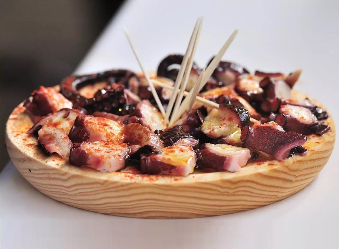 6x Plato de madera para pulpo, pizza, charcuteria, quesos, tapas, entrantes, vajilla para comida, tabla de picar, fuente para alimentación. (6x 30cm)