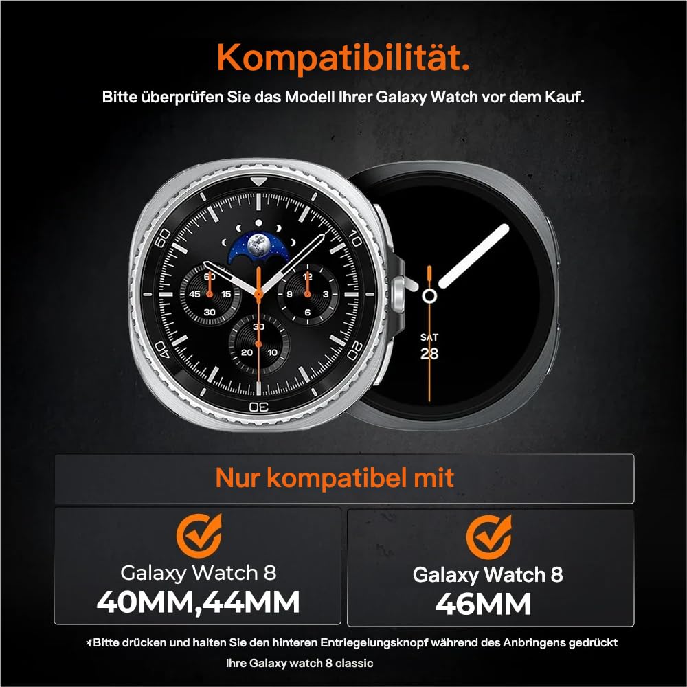 Bracelet en métal titane sans espace pour Samsung Galaxy Watch 8 (40 mm/44 mm)/8 Classic (46 mm) - Bracelet réglable en titane avec double boucle de sécurité - Léger et hypoallergénique - Pour