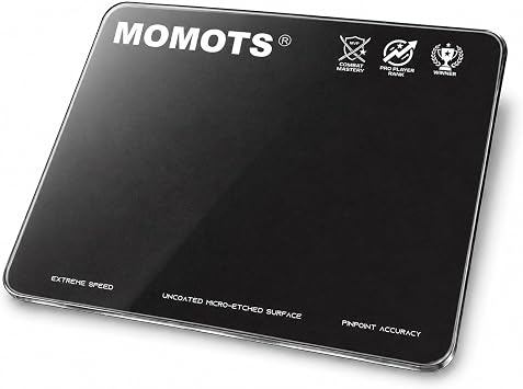 Tempered Glass Gaming Mouse Pad, Micro-Etched Hard Surface for Fast Glide & FPS, 4mm Anti-Slip Silicone Base, Includes PTFE Skates & Kit, 13.8" x 11.8" / 350mm x 300mm Medium, Black