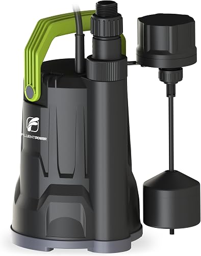 Sump Pump, 3/4HP 3000GPH Submersible Water Pump, Utility Pump with Vertical Float Switch for Swimming Pool Garden Pond Basement Draining, with 16.4Ft Cord, Adapters, Check Valve and Rop