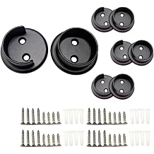 QCAA Heavy Duty Solid Metal Closet Rod Socket Set, 1-3/8, Matte Black, 4 Pair, Made In Taiwan
