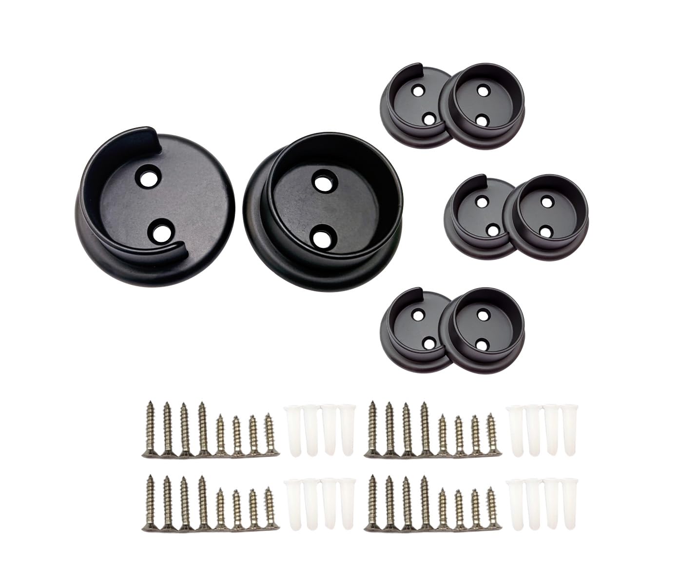 Douilles robustes QCAA en métal massif noir mat de 4,5 cm pour tubes de penderie