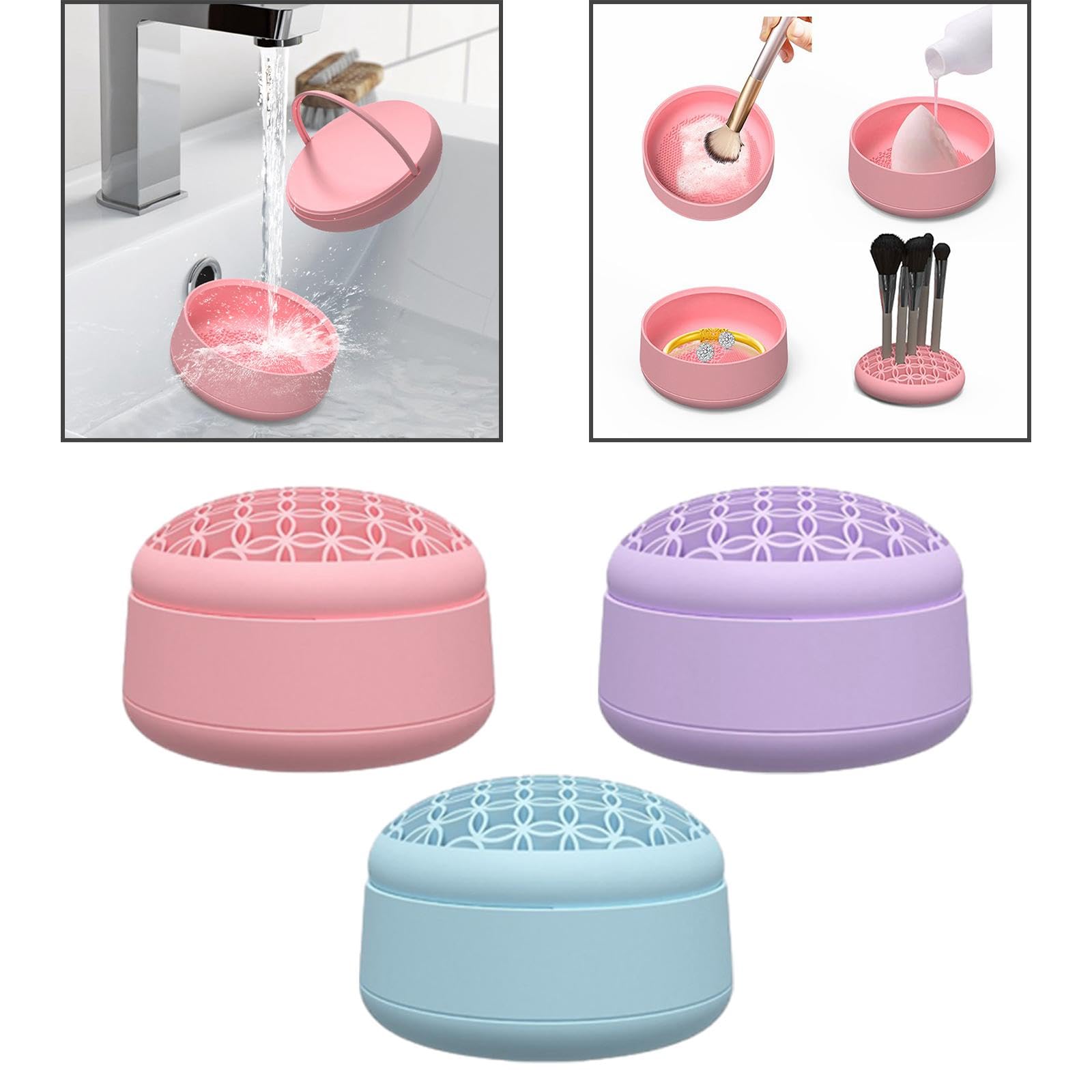ATORSE® Brush Cleaning Holder Brushes Cleaning Tool Organizer For Brush Art Supplies Pink 2